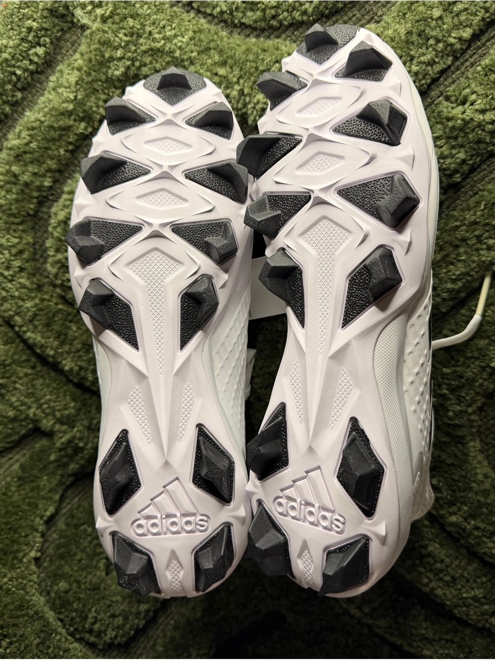 adidas Men’s White Athletic Cleats with Black Stripes - Picture 4 of 6